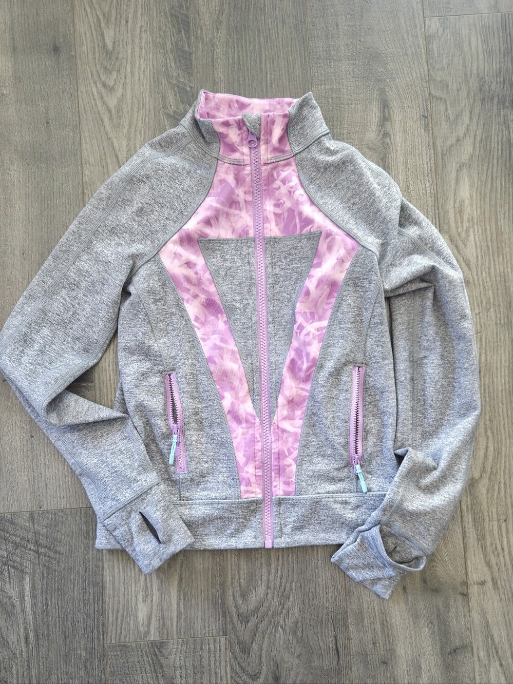 Ivivva Gray Jacket with Pink Accent Panels